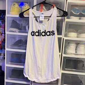 Adidas Women's White Tank Top with Black Logo